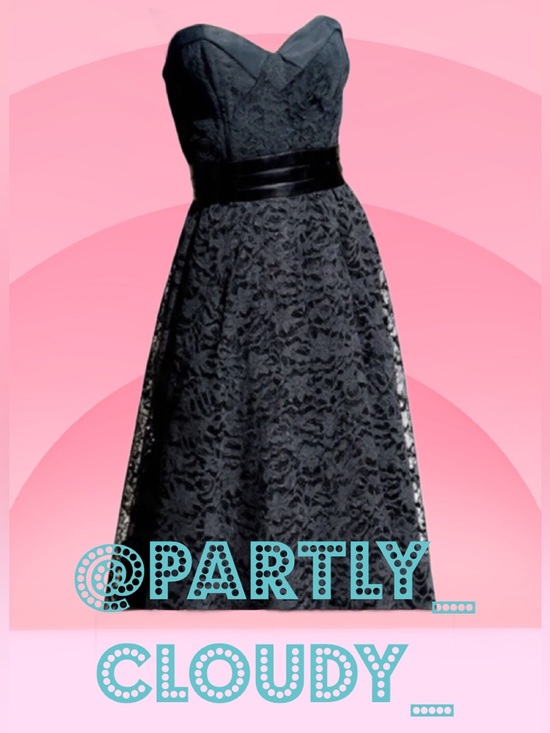 Gunne Sax Dresses & Skirts - VINTAGE Gunne Sax by Jessica McClintock Strapless Black Lace Tea-Length Dress